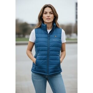 VENUSTAS Women's Heated Vest Blue Lightweight Full Zip Puffer Gilet Size S
